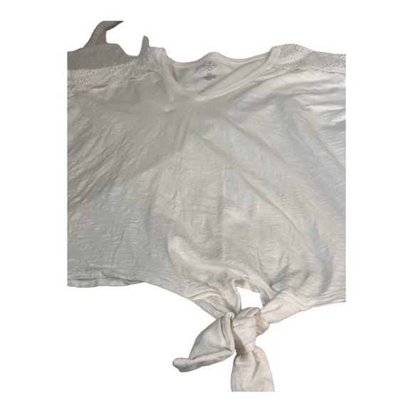 St John's Bay Folded Short Sleeve Eyelet Accent w Front Knot 100%Cotton Size XXL - Picture 4 of 5